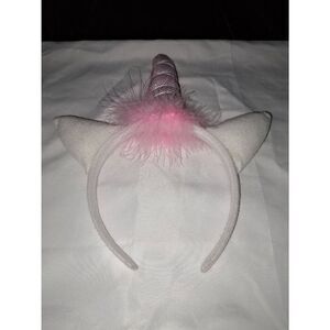 Unicorn Headband Pink White Silver and Feather Costume Dress Up Cosplay Casual